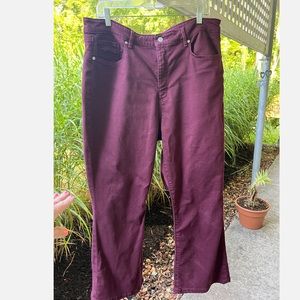 Loft High-Rise Kick Crop Maroon Jeans